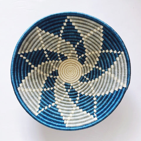 Large Basket - Blue/Grey Flower