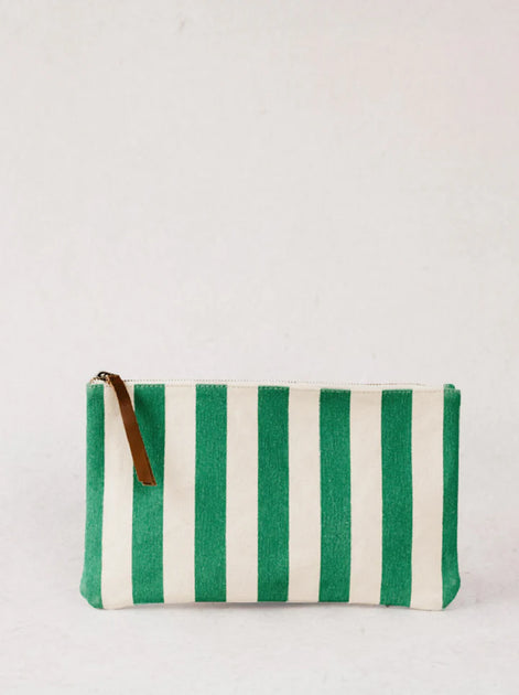 Marlow Canvas Clutch Green Stripe – Mango Main