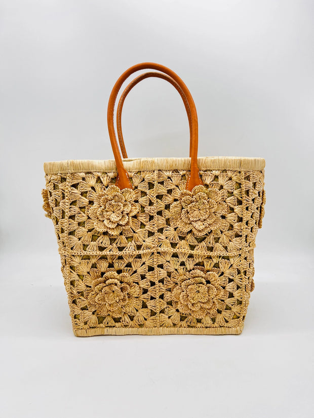 Crochet Flower Straw Bag