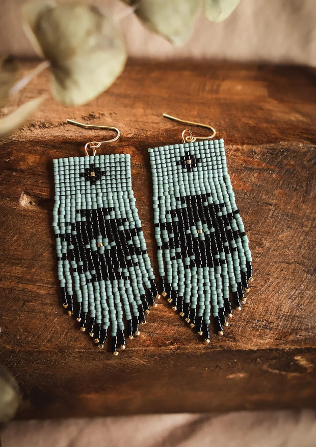 Beaded Handwoven Tribal Fringe Earrings