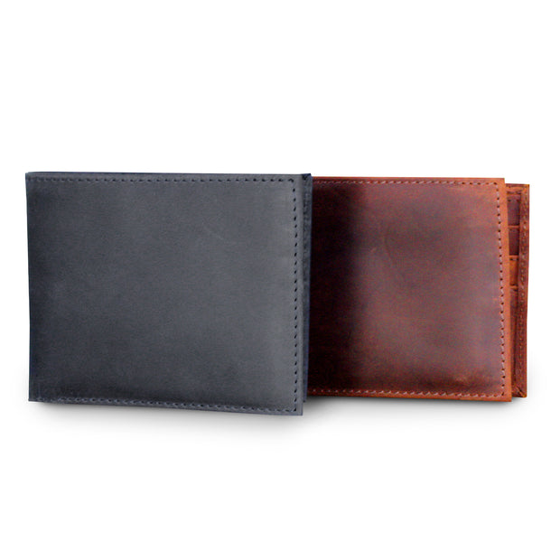 Full Grain Leather Hand-Worked Wallet- Black