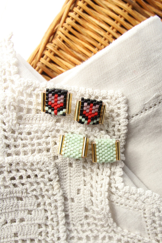 Beaded Handwoven Tulip Stud Pack (6 colors available)