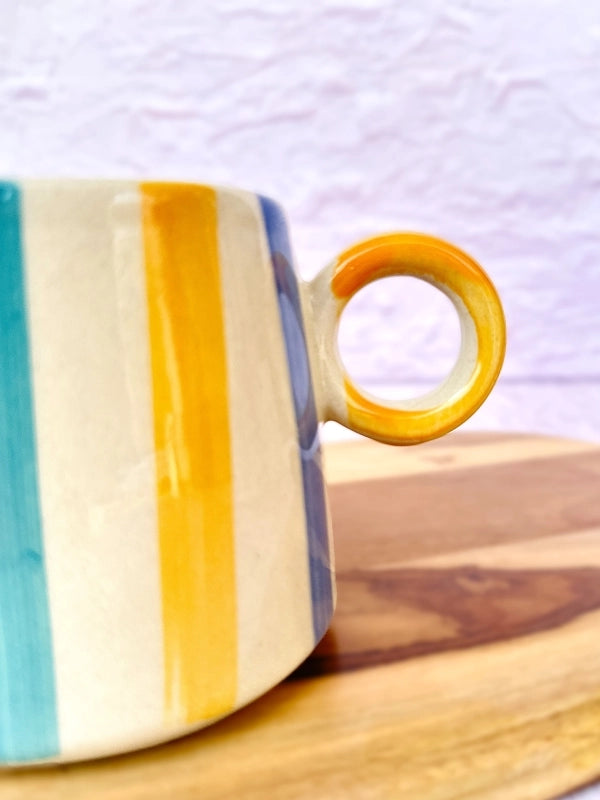 Ceramic Bright Stripes Coffee Mug - Mango + Main