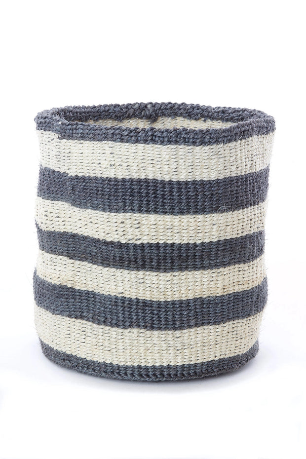 Dove Gray Striped Sisal Baskets - Mango + Main