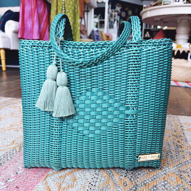 Medium Cesta Tote - Teal