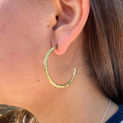 Textured Twig Hoops - Gold