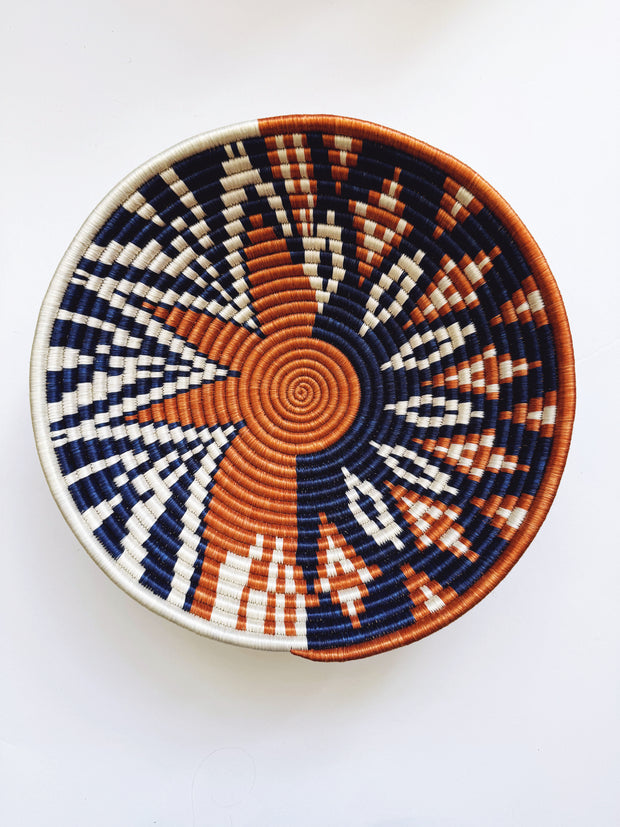 Large Basket - Navy/Burnt Orange Star - Mango & Main