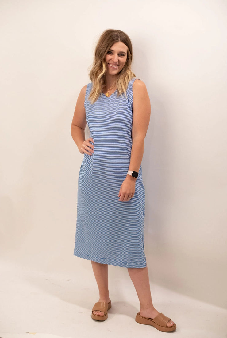 Seaside Stripes Sleeveless Dress - S - Mango + Main