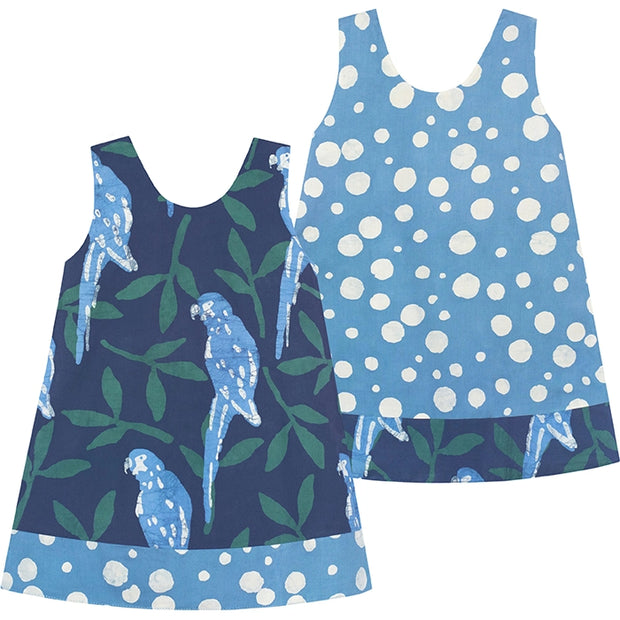 Baby Reversible Dress - Parrots