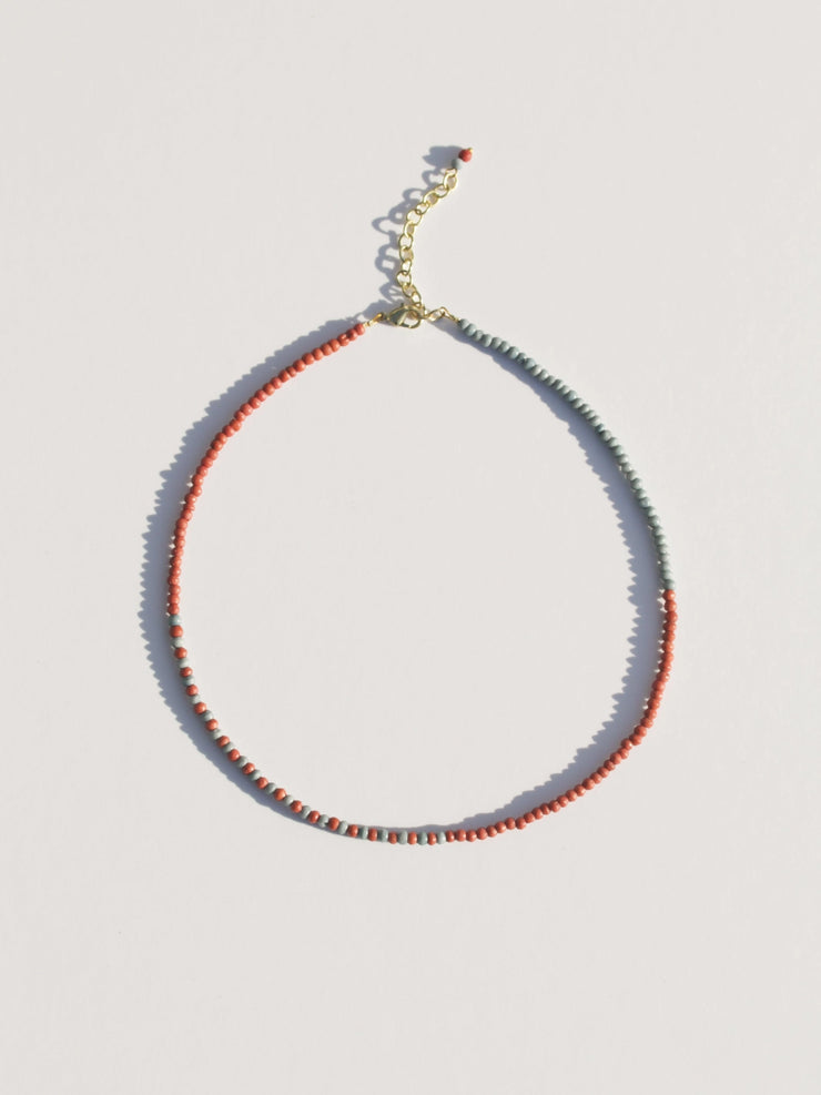 Asymmetrical Beaded Necklace - Ruby Sky - Mango + Main