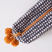 Navy Dot Block Print Toiletry Bag