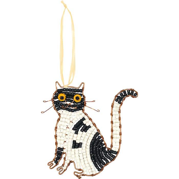 Recycled Glass Tuxedo Cat Ornament - Mango + Main