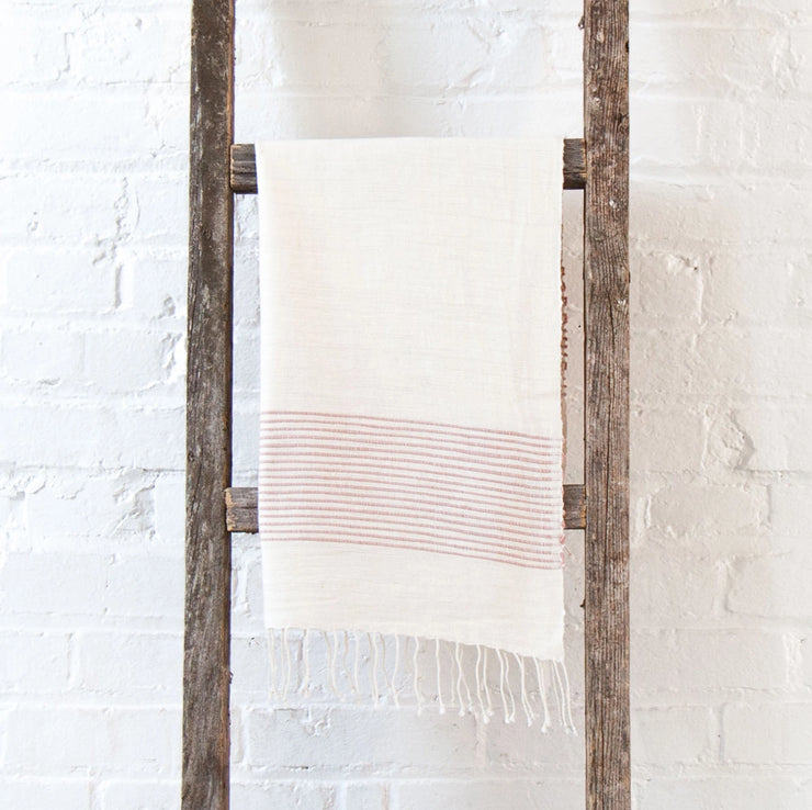 Riviera Striped Cotton Hand Towel - Blush