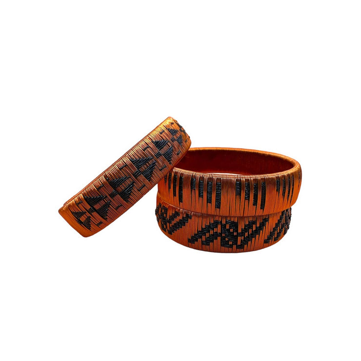Handwoven Raffia & Wire Bracelet - Copper