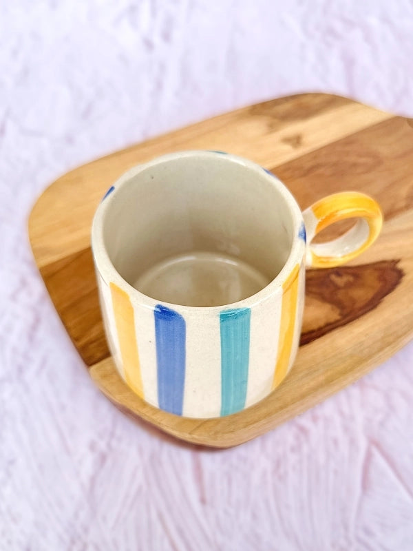 Ceramic Bright Stripes Coffee Mug - Mango + Main