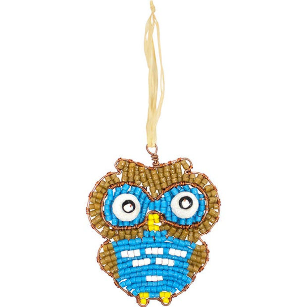 Recycled Glass Brown Owl Ornament