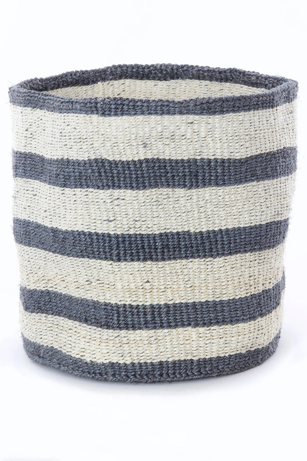 Dove Gray Striped Sisal Baskets - Mango + Main