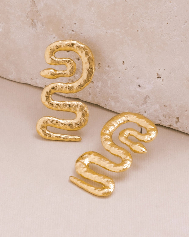 Gold Twisted Snake Earrings