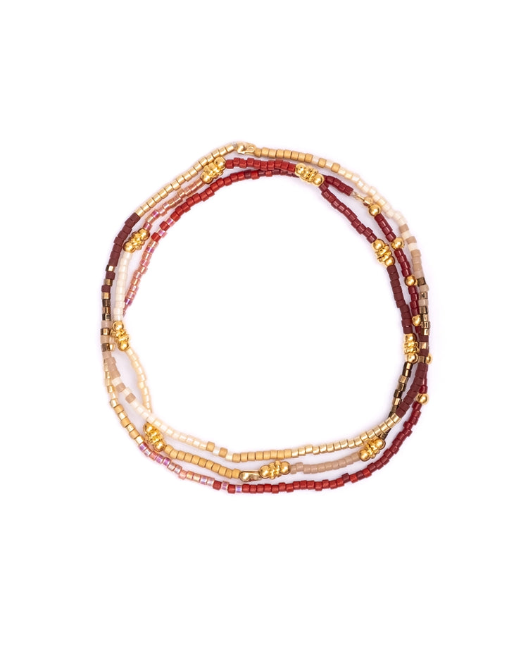 Miyuki Beaded Stretch Bracelets - Set of 3 - Mango + Main