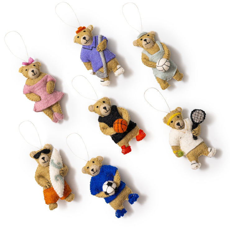 Felt Bear Sports Ornaments - Mango + Main