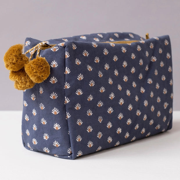 Block Print Toiletry Bag - Aja Navy