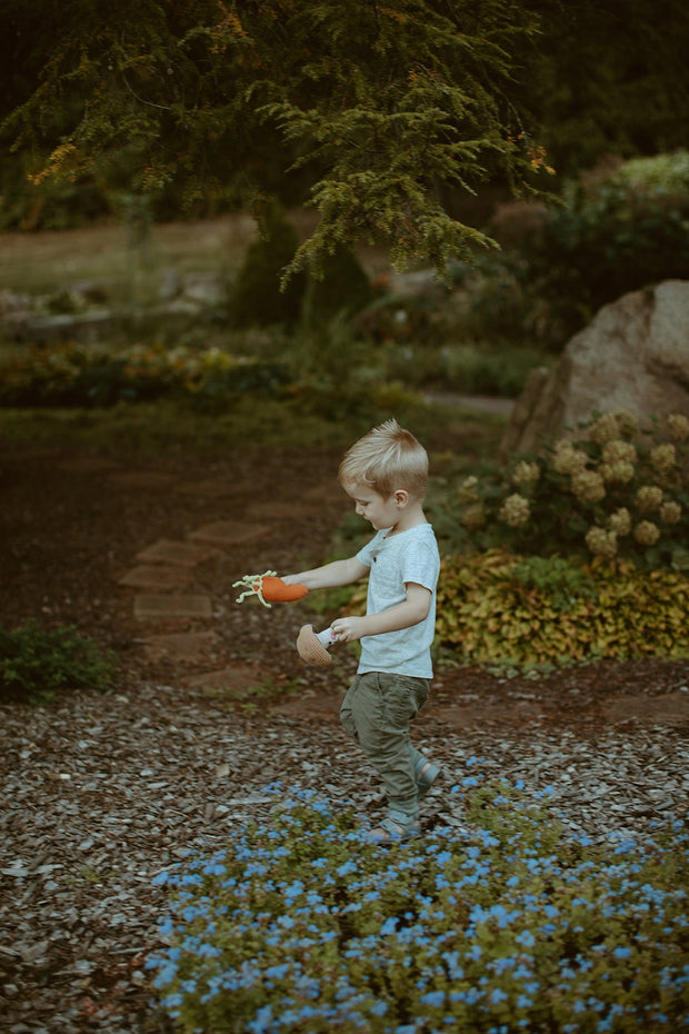 Hand Knitted Carrot Rattle - Mango + Main