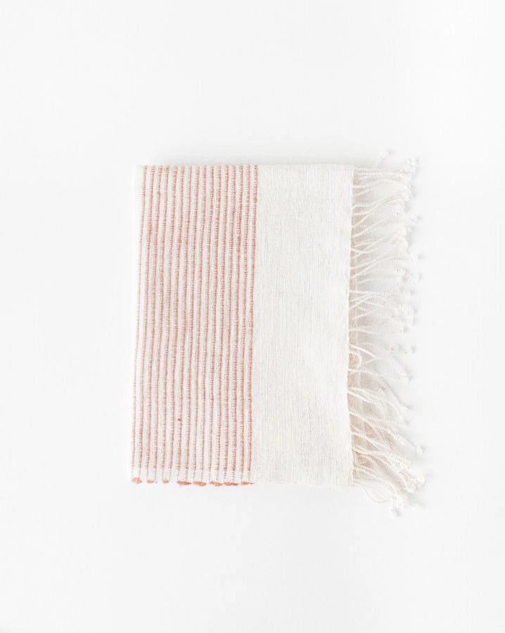 Riviera Striped Cotton Hand Towel - Blush