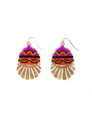 Beaded Handwoven Santa Fe Drops (Magenta/Orange) - Mango + Main