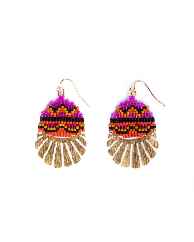 Beaded Handwoven Santa Fe Drops (Magenta/Orange) - Mango + Main