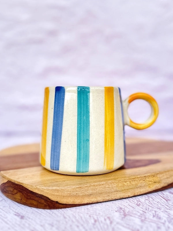 Ceramic Bright Stripes Coffee Mug - Mango + Main