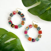 Kantha Dotted Square Hoops - Mango + Main