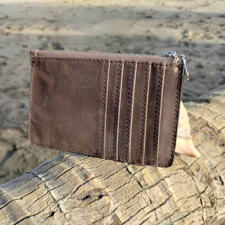 Leather Zipper Wallet - Brown - Mango + Main