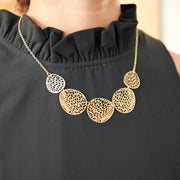 Stenciled Leaf Necklace -  Gold