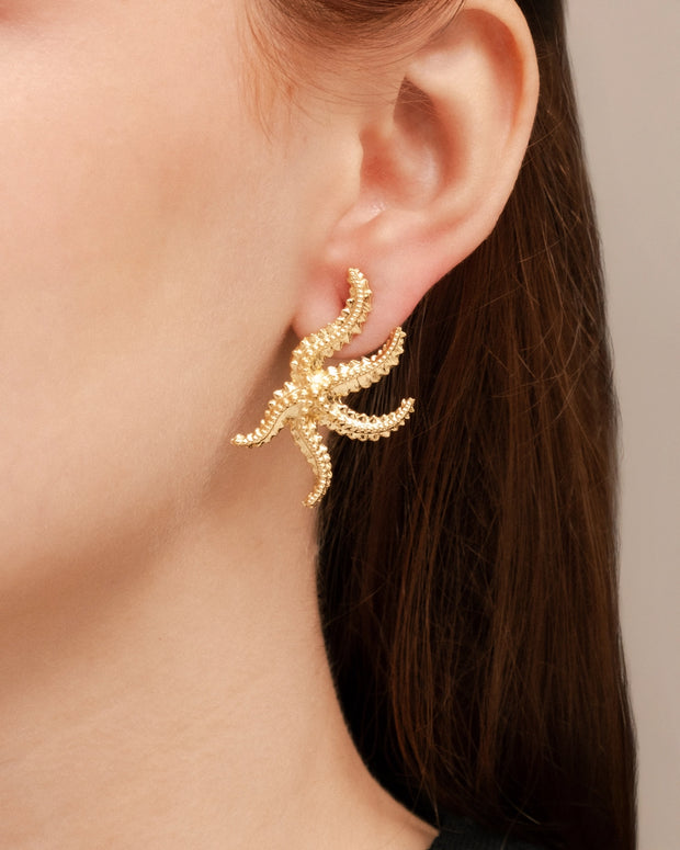 Gold Starfish Stud Earrings