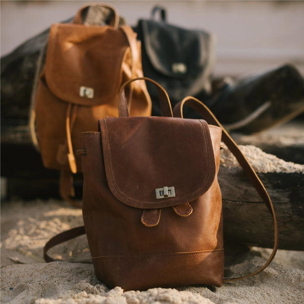 Mini Fold-Over Backpack - Vintage Brown