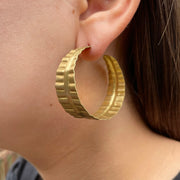 Rippled Leaf Hoops - Gold