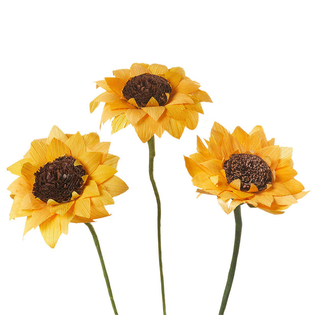 Corn Husk Sunflowers - Set of 3