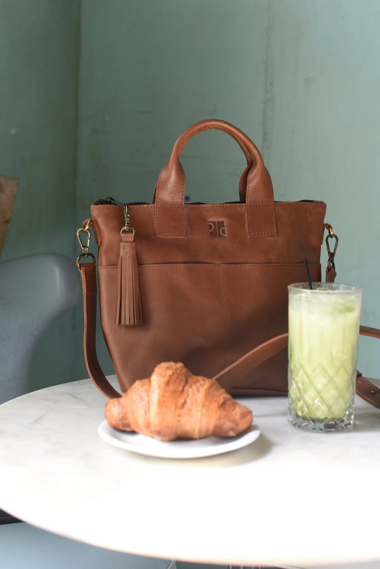 Leather Tassel Charm - Cognac