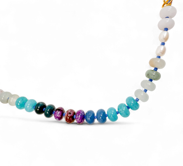 Bold Stone and Pearl Necklace - Coastal Glow