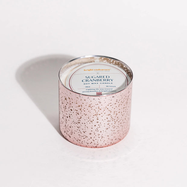 Sugared Cranberry Rose Gold Mercury Glass Candle - 18 oz