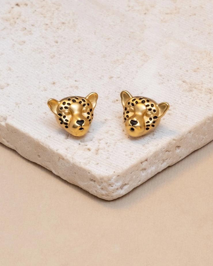 Gold Mini Jaguar Stud Earrings