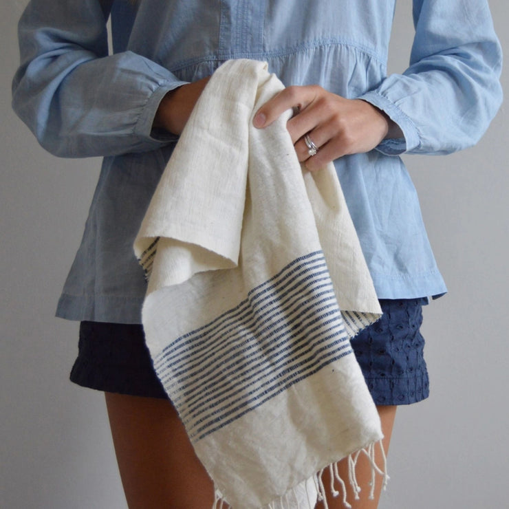 Riviera Striped Cotton Hand Towel - Navy