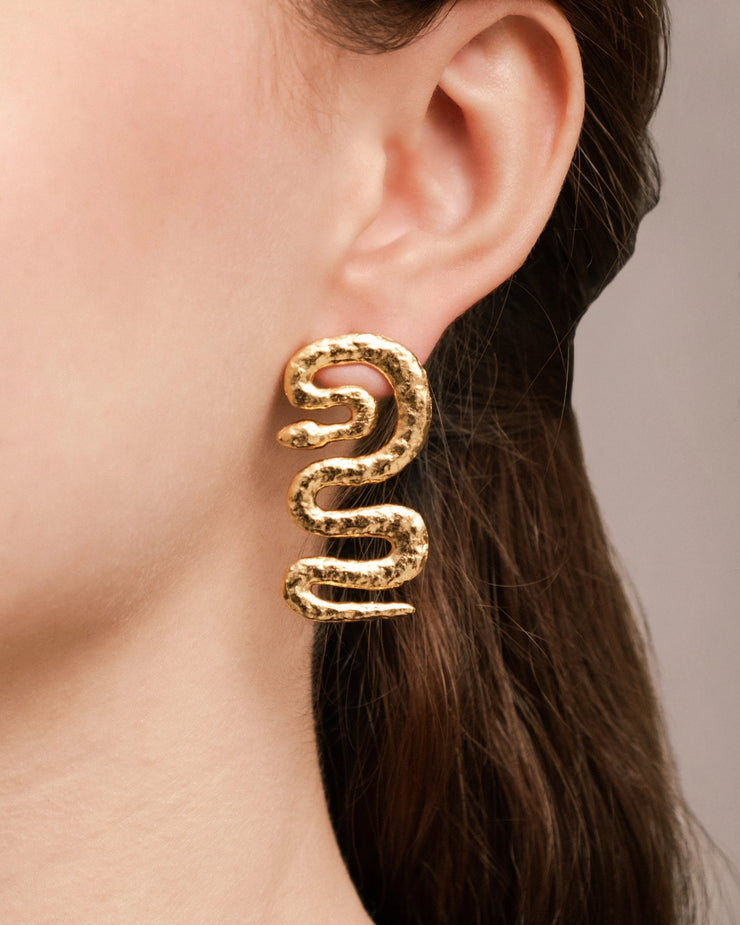 Gold Twisted Snake Earrings