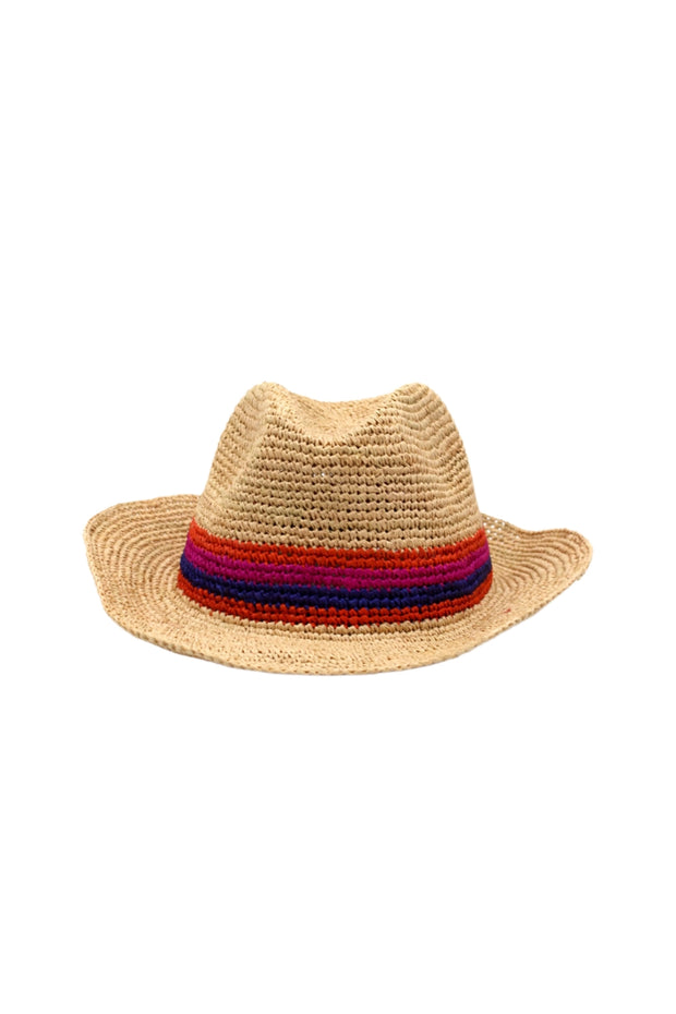 Straw Fedora - Coral & Fuschia