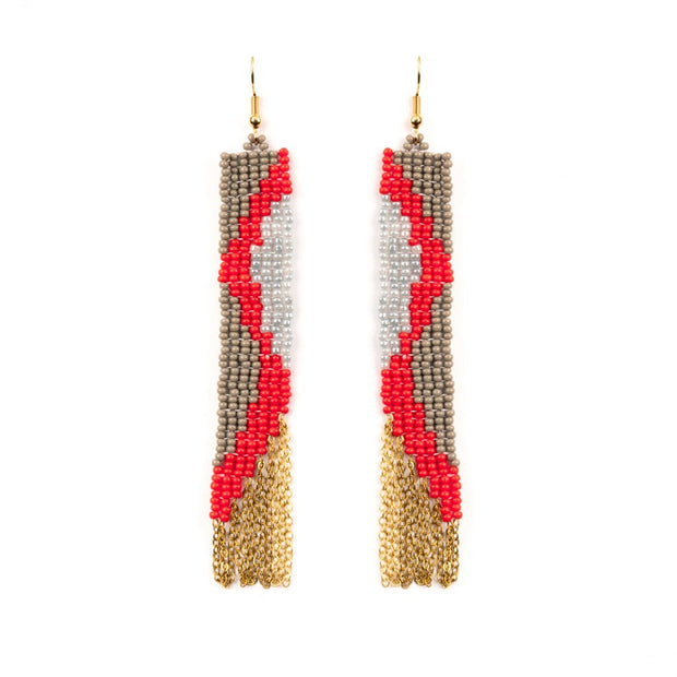 Rio Fringe Earrings - Red - Mango + Main