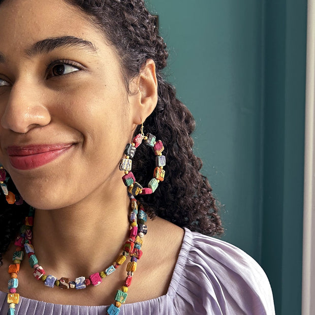 Kantha Dotted Square Hoops