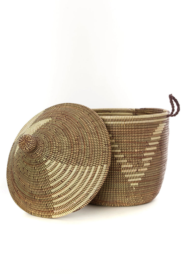 Brown and Cream Tribal Design Basket