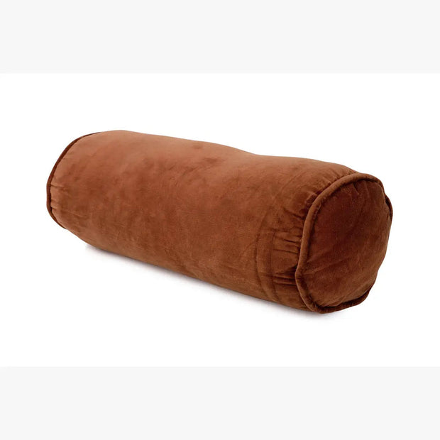 Velvet Handmade Bolster Pillow - Rust