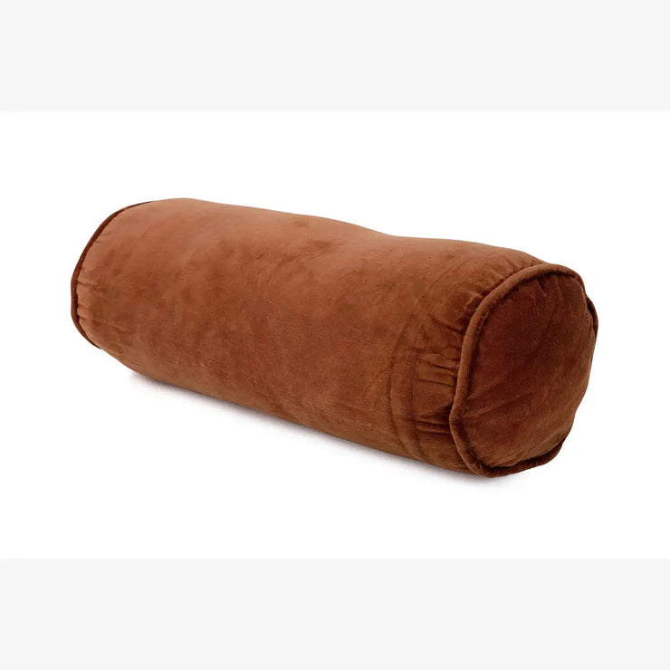 Velvet Handmade Bolster Pillow - Rust
