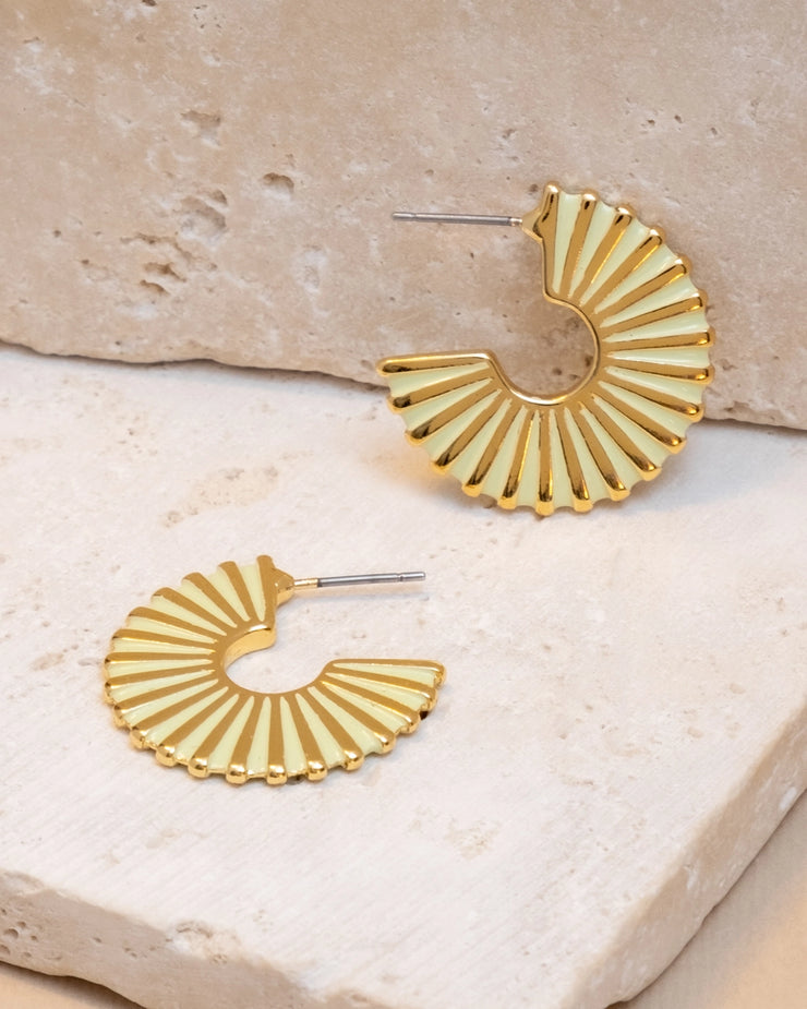 Gold and Mint Sunburst Hoop Earrings